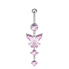 BUTTERFLY DANGLE BELLY BUTTON RING PIERCING_CWMM9453