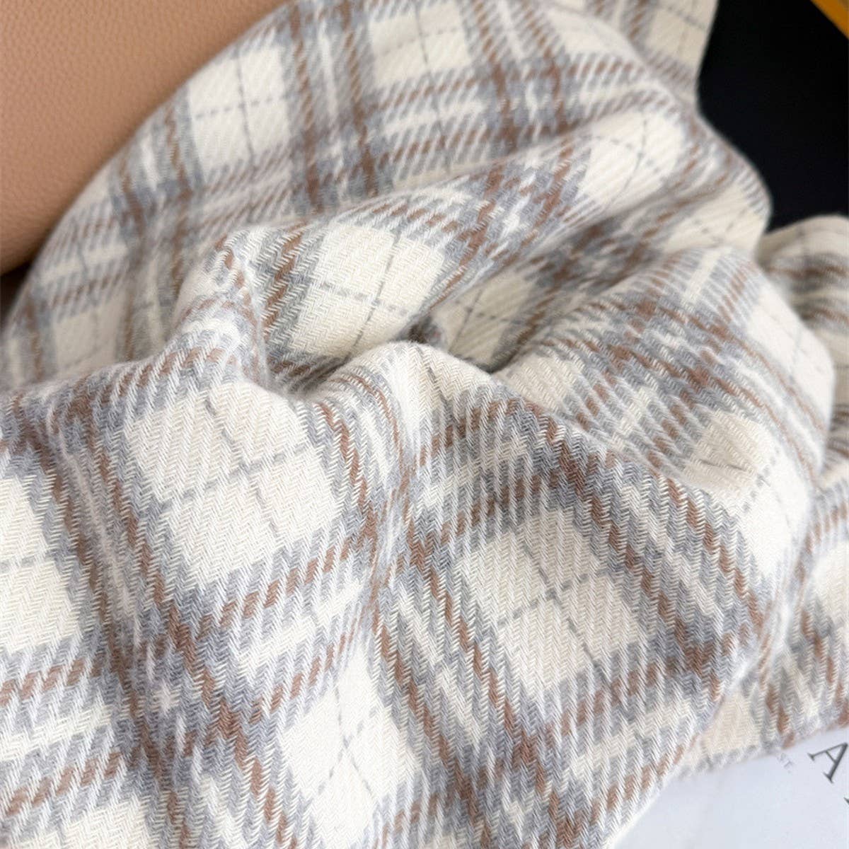 ELEGANT PLAID TASSEL SCARF FOR FALL WINTER_CWASC2768