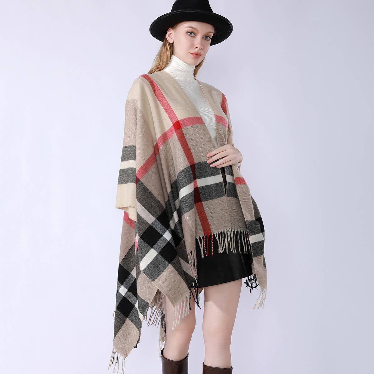 NEW WINTER WARM GRADIENT PLAID TASSEL SHAWL_CWMM2090