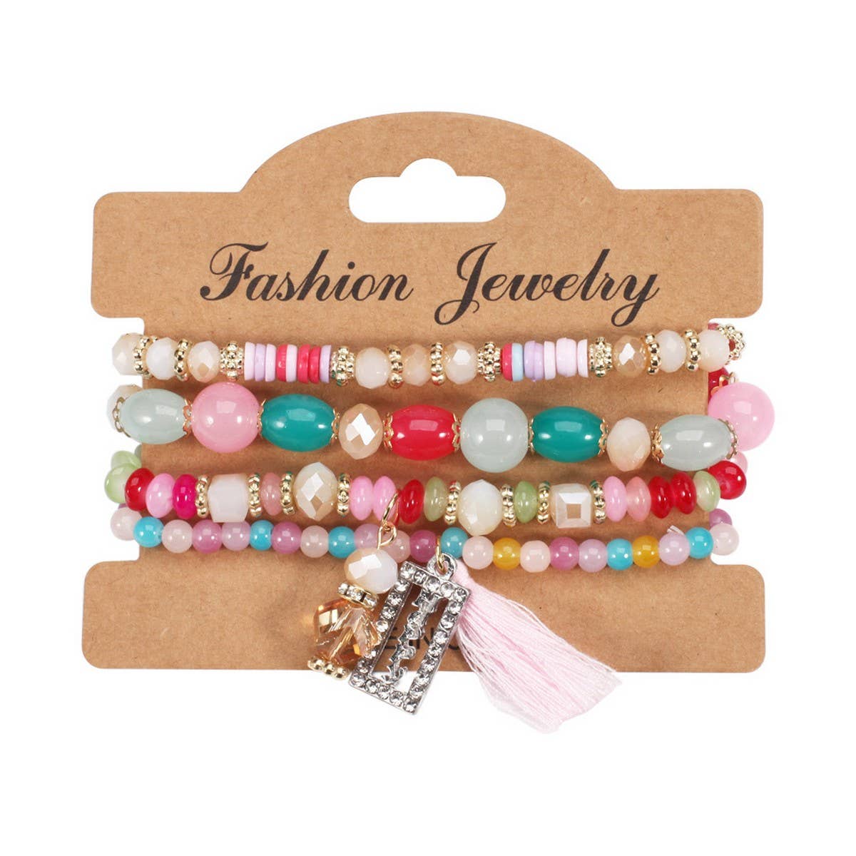 Cwaje05694_Boho Happy Tassel Crystal Multi Layer Bracelet