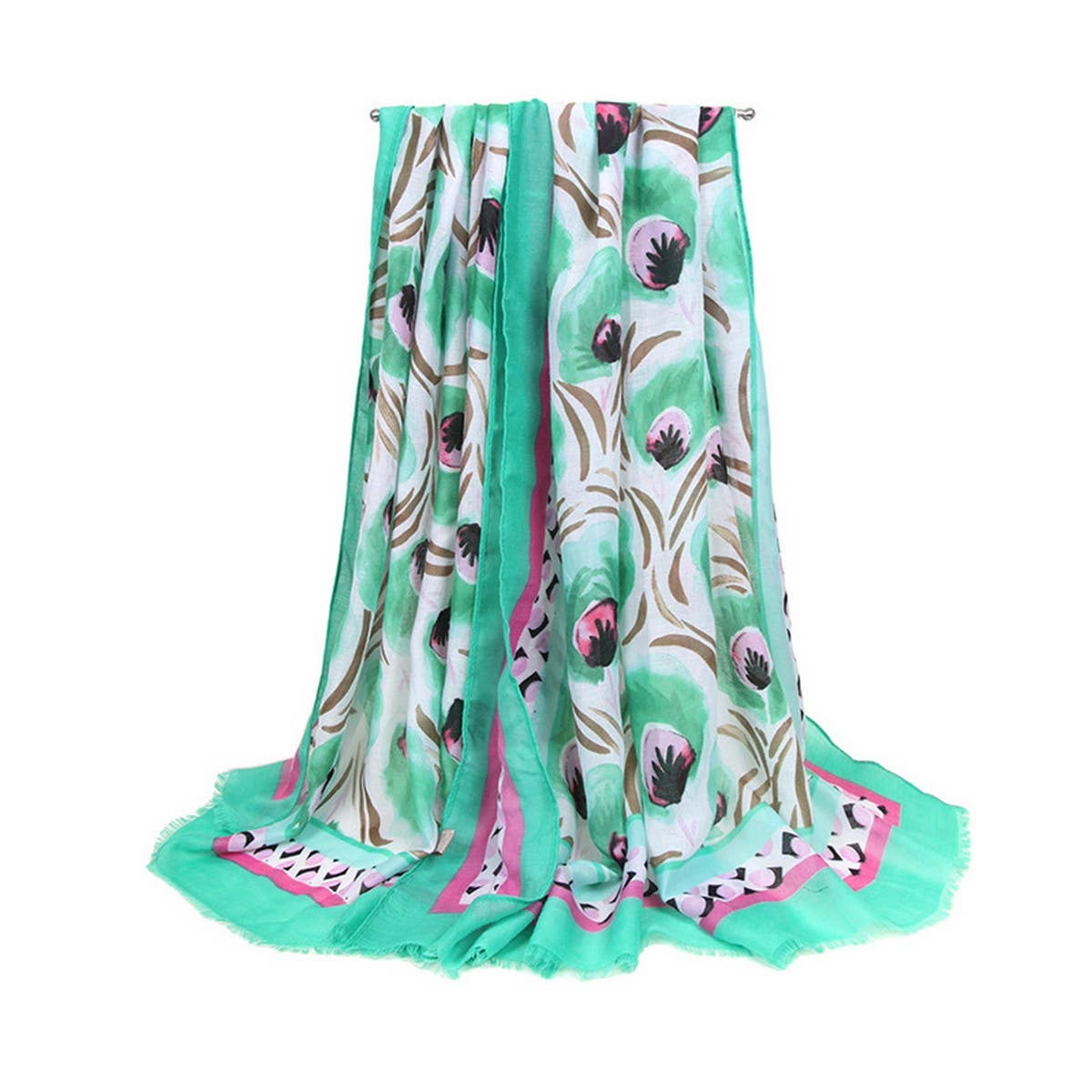 Floral Print Satin Scarf Spring Beach Wrap_Cwasc0681