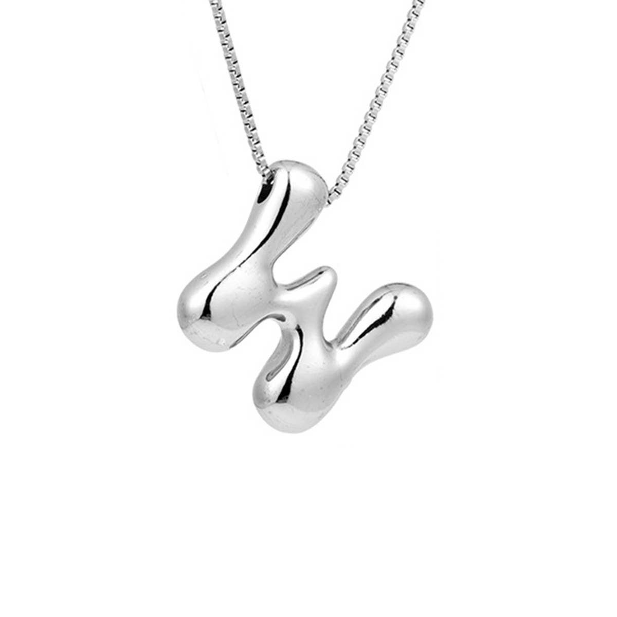 HIP HOP 26 LETTERS PENDANT NECKLACE SILVER CHAIN_CWMM5865
