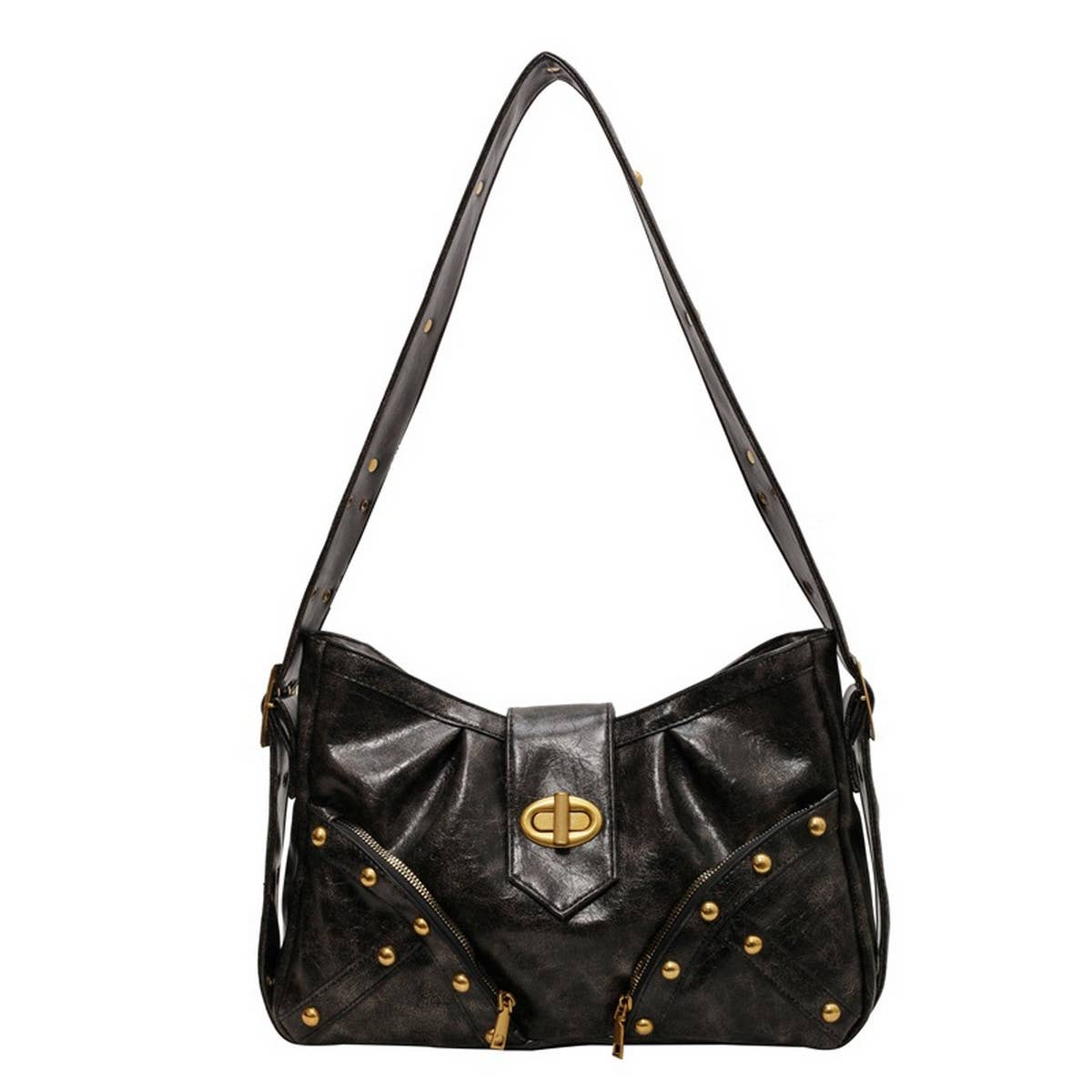 Retro Rivet Large Capacity Shoulder Bag_Cwab1580