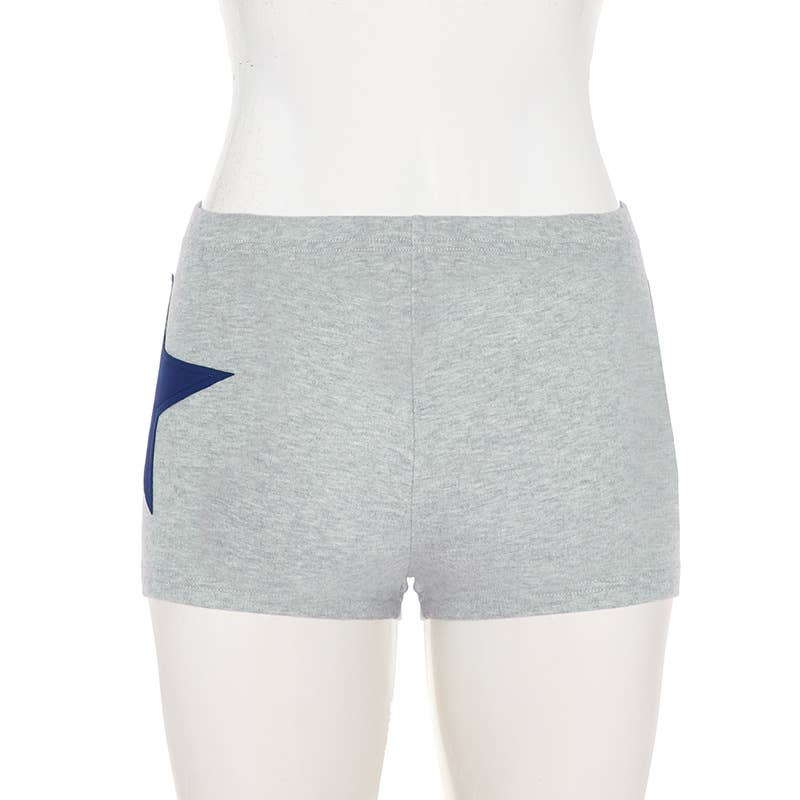 Star Contrast Sticker Sports Casual Shorts