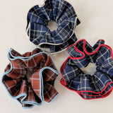 Plaid Scrunchie British Lazy Style Hair Tie_Cwaha07942