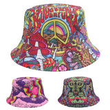 DOUBLE SIDED VINTAGE GRAFFITI PRINT BUCKET HAT_CWAH1546