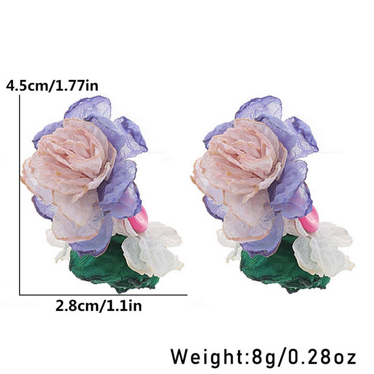 FABRIC FLOWER C SHAPED STUD EARRINGS FRESH STYLE_CWMM6183