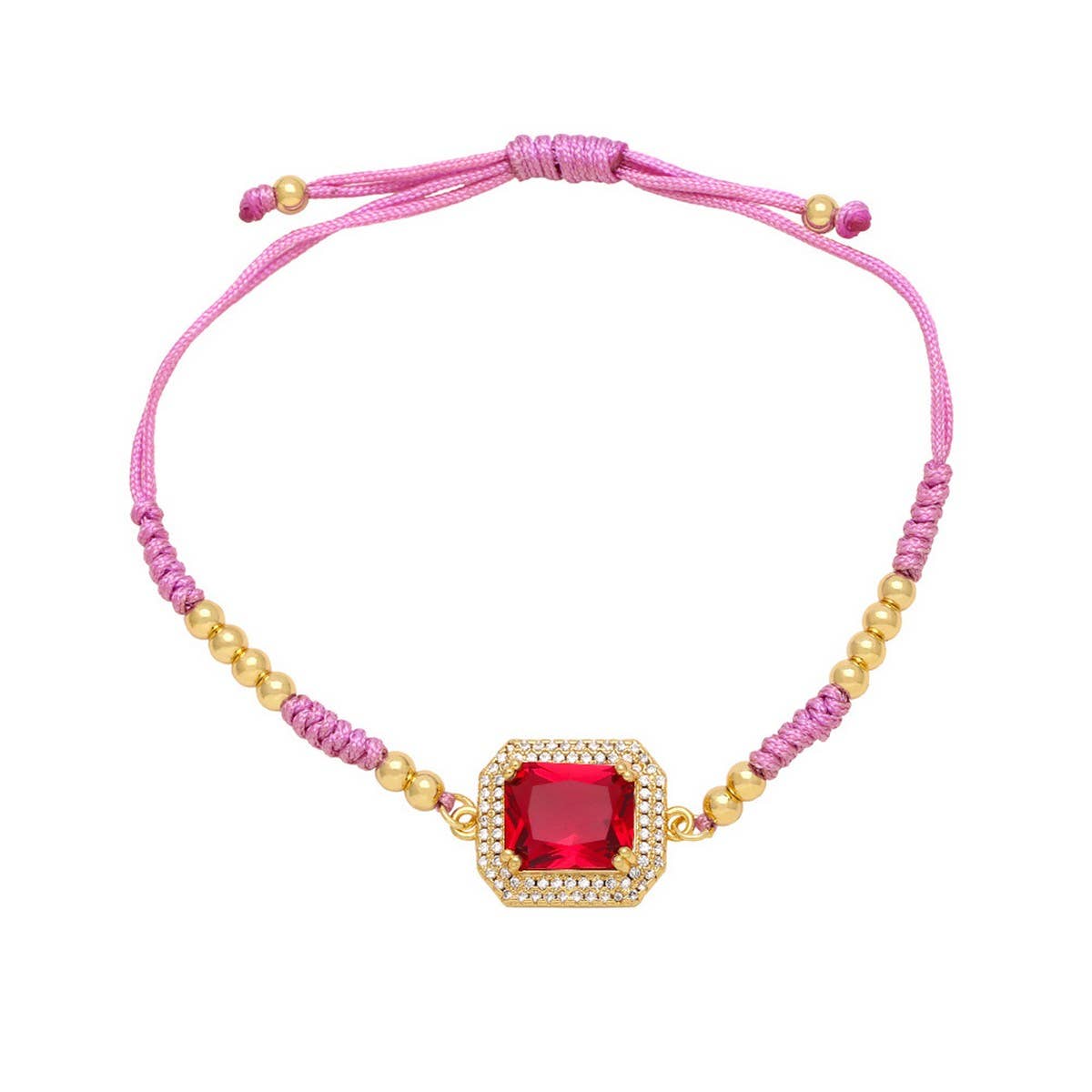 BOHEMIAN COLORED ZIRCON GEOMETRIC SQUARE BRACELET_CWAJE1041