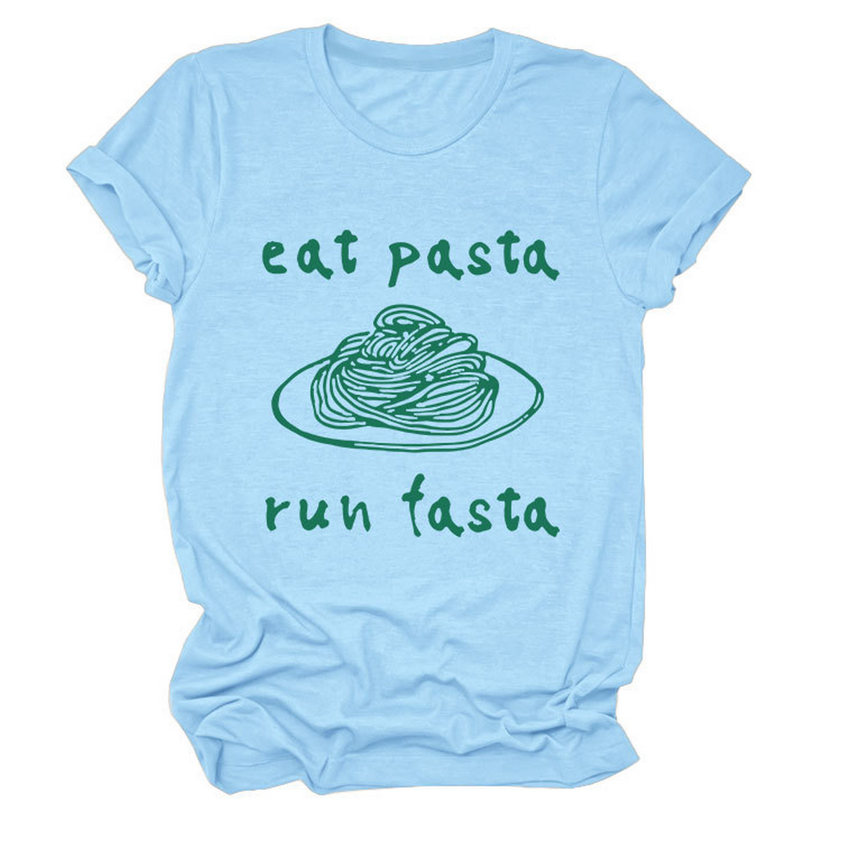 Trendy Womens Short Sleeve Tee Eat Pasta Run