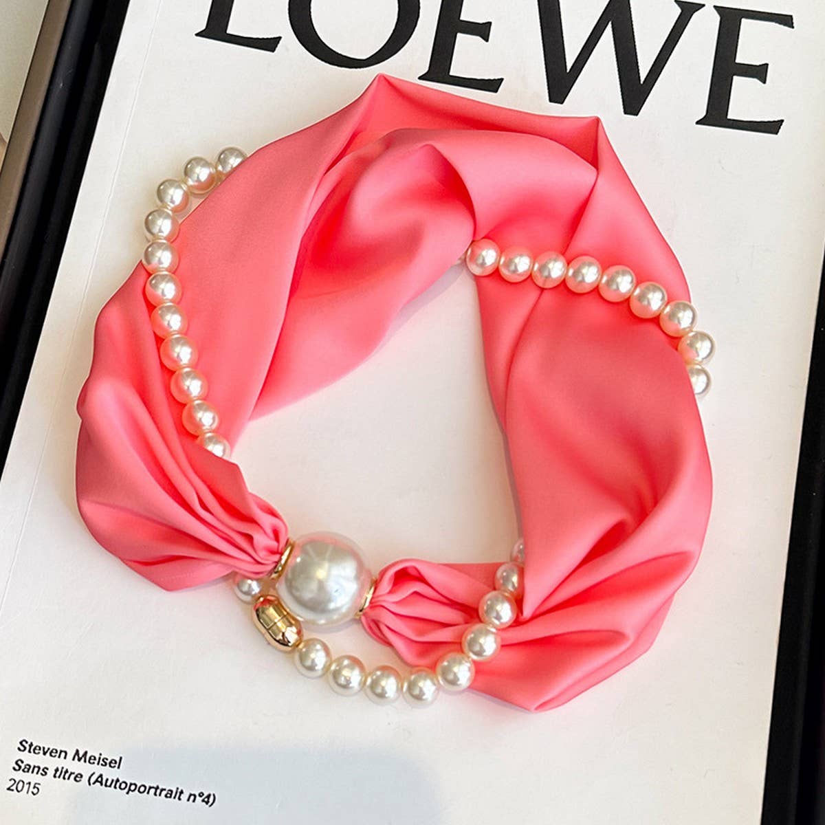 Pearl Magnetic Skinny Silk Neck Scarf_Cwasc03930