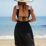 BIKINI 3PCS SET BLACK BEACH SWIMSUIT FOR WOMEN_CWMW0908