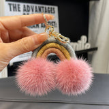 RAINBOW SMALL CLOUD FUR BALL CAR KEYCHAIN PENDANT_CWMM2547
