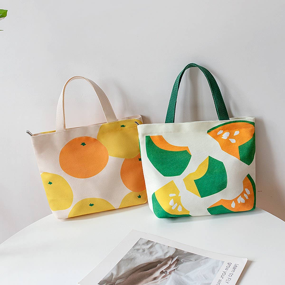 CUTE CANVAS LUNCH TOTE BAG FOR STUDENTS SMALL_CWAB5673