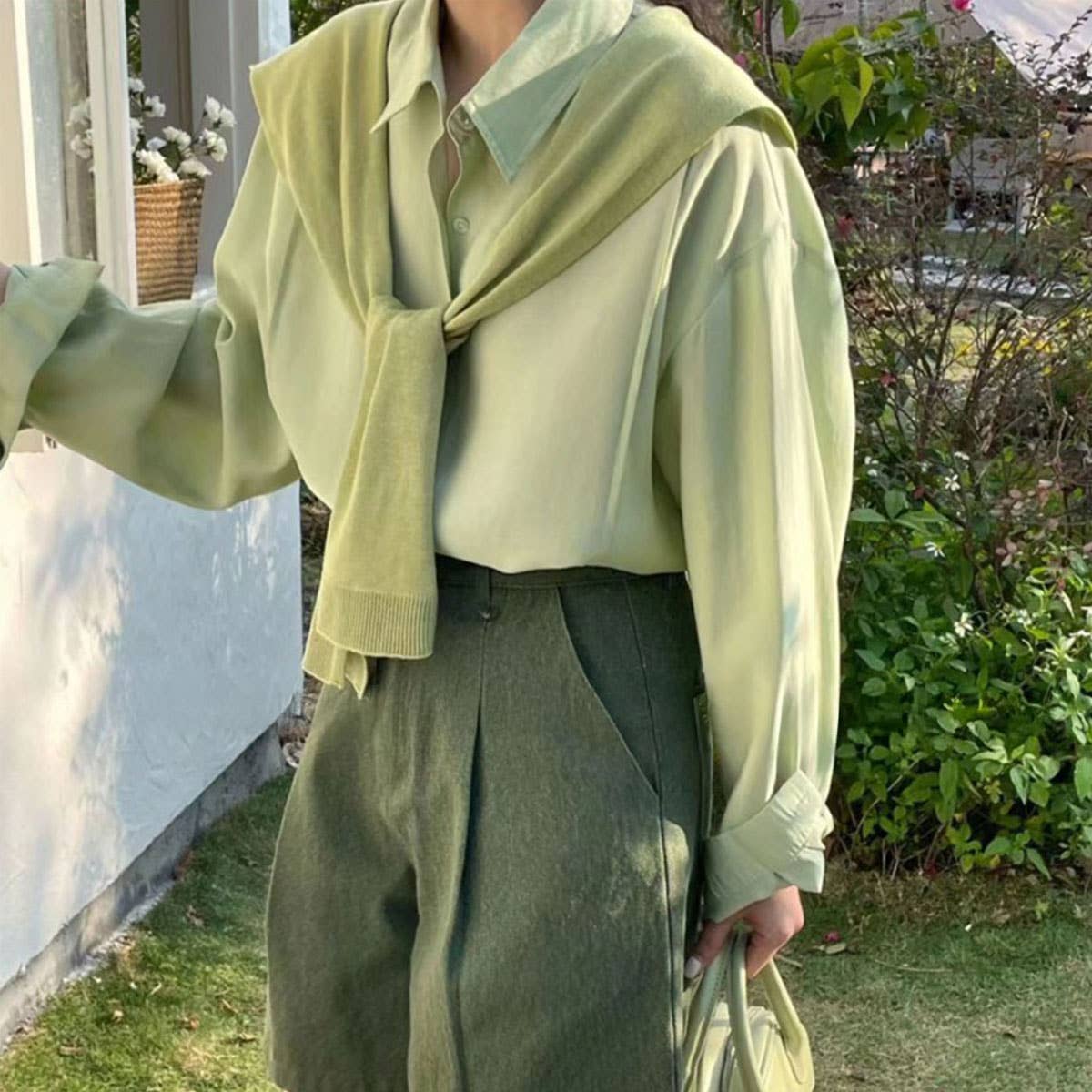 SOLID COLOR KNITTED KNOTTED SHAWL CASUAL COZY _CWASC0757