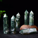 NATURAL MOSS AGATE POINTED CRYSTAL TOWER_CWMM8117