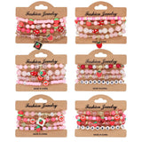 Cwmm10452_Cute Strawberry Fruit Charm Beaded Bracelet Set