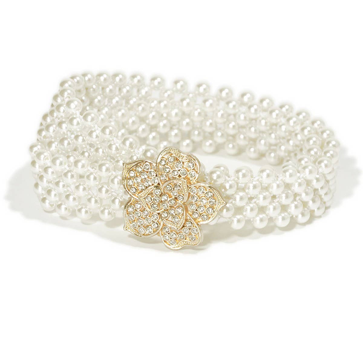 CASUAL WOMENS STRETCH COTTON PEARL WAIST CHAIN_CWABE0512