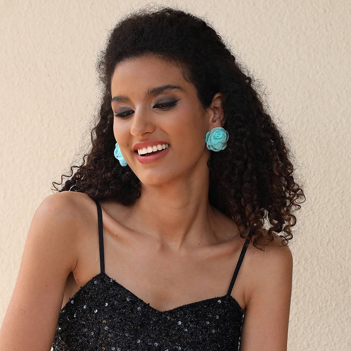 HANDMADE LACE ROSE STUD EARRINGS SWEET MINIMAL_CWMM6279