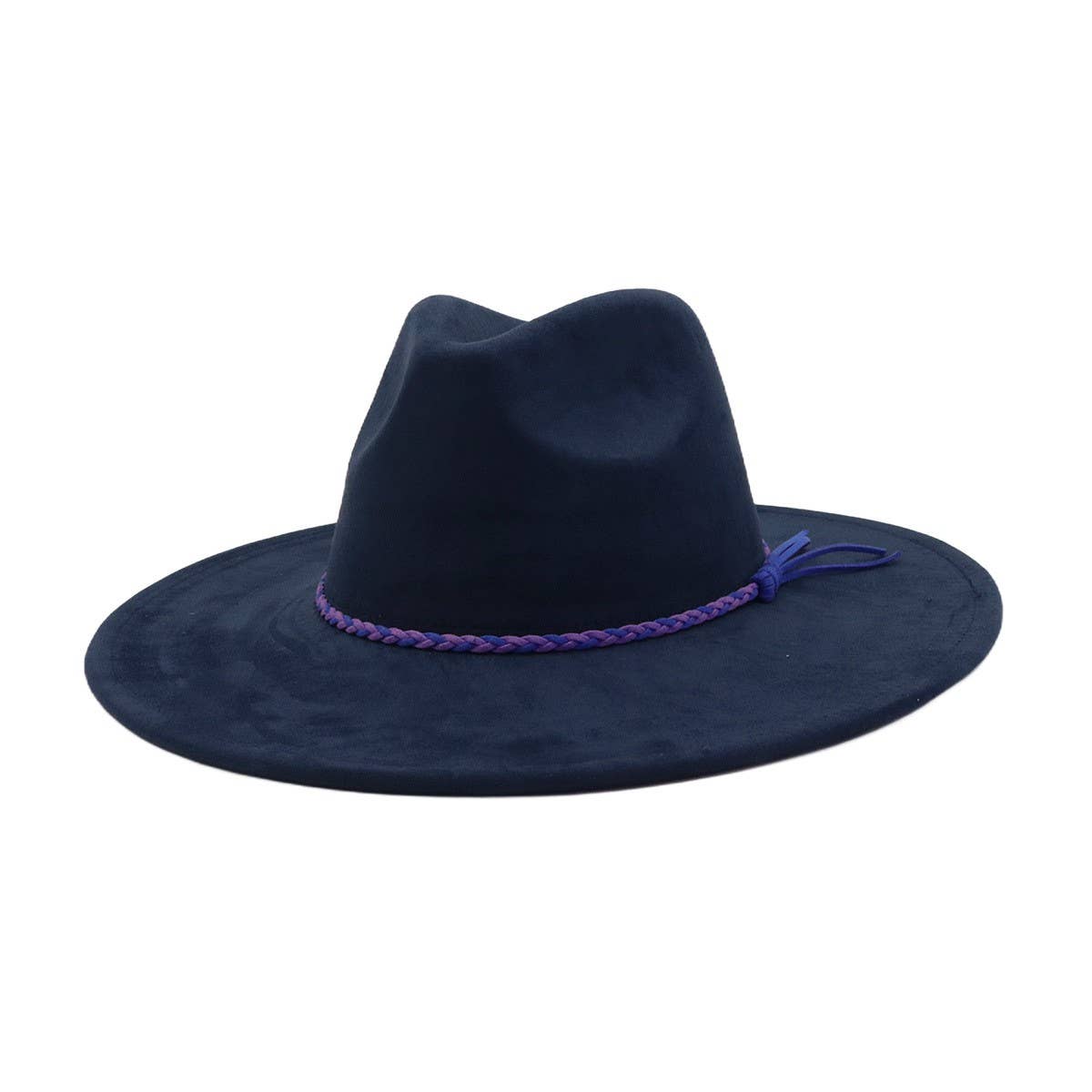 Unisex Suede Wide Brim Fedora Hat Couple Style_Cwah04448