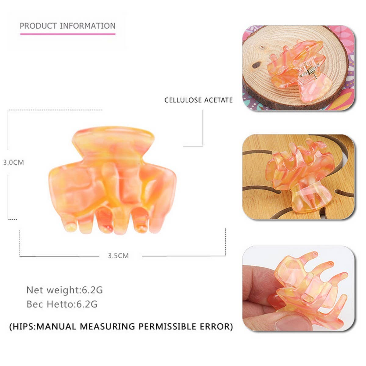 MINI GEOMETRIC ACETATE HAIR CLAW SIMPLE BANG CLIP_CWAHA4429