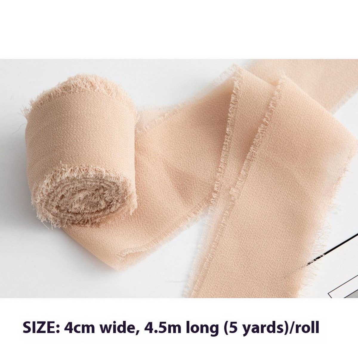 HAND TORN RAW EDGE CHIFFON RIBBON SNOW YARN_CWMM5787