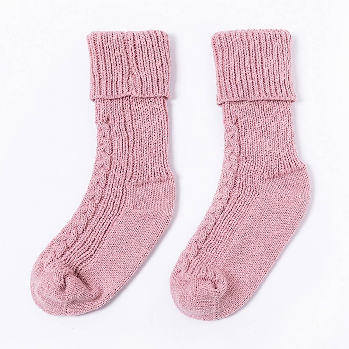 PINK TWISTED HEM MID CALF SOCKS_CWMS0866