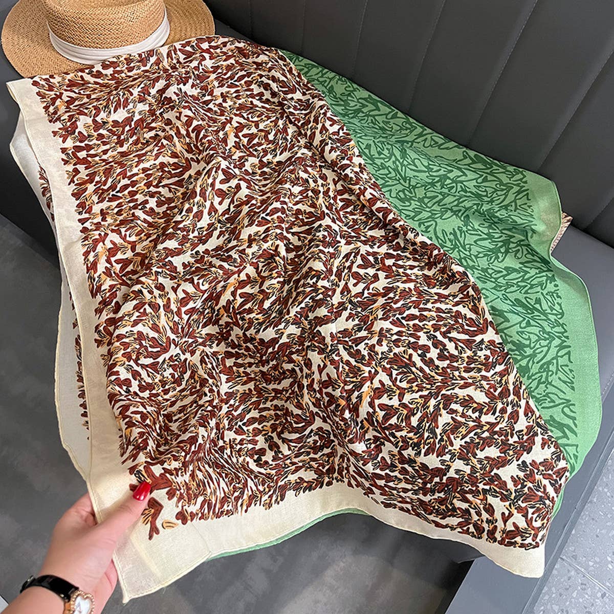 Plaid Cotton Linen Scarf Lightweight Wrap Shawl_Cwasc0595