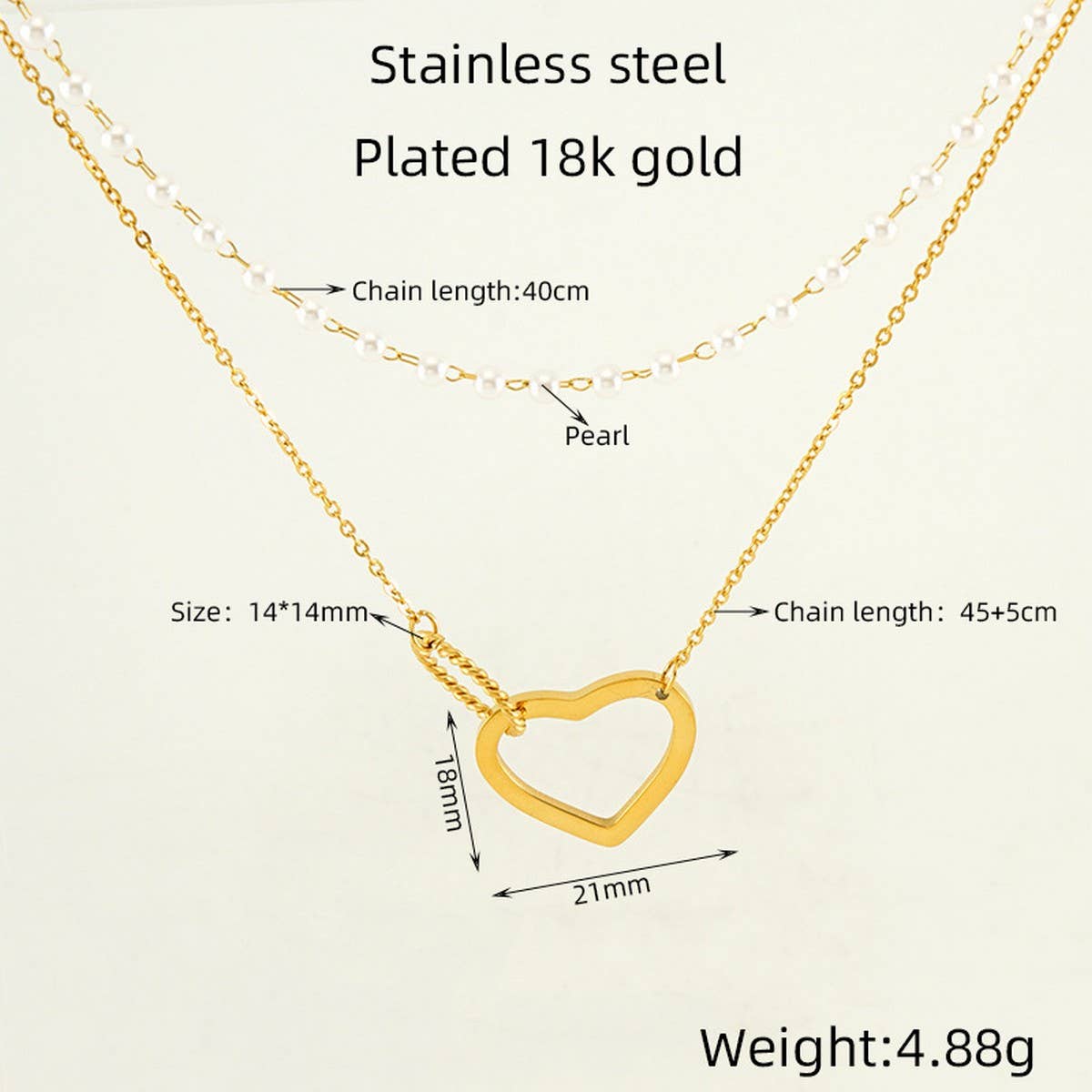 Cwaje1960_Vintage Pearl Double Chain Love Circular Necklace