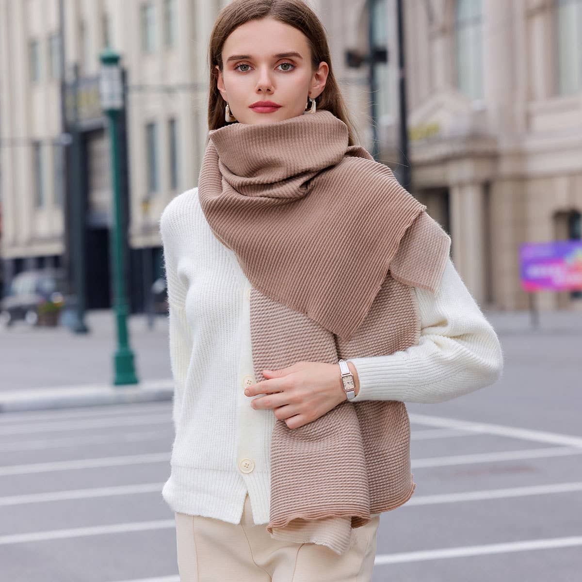 DOUBLE SIDED CRINKLE SCARF ELEGANT WINTER WRAP_CWASC0208