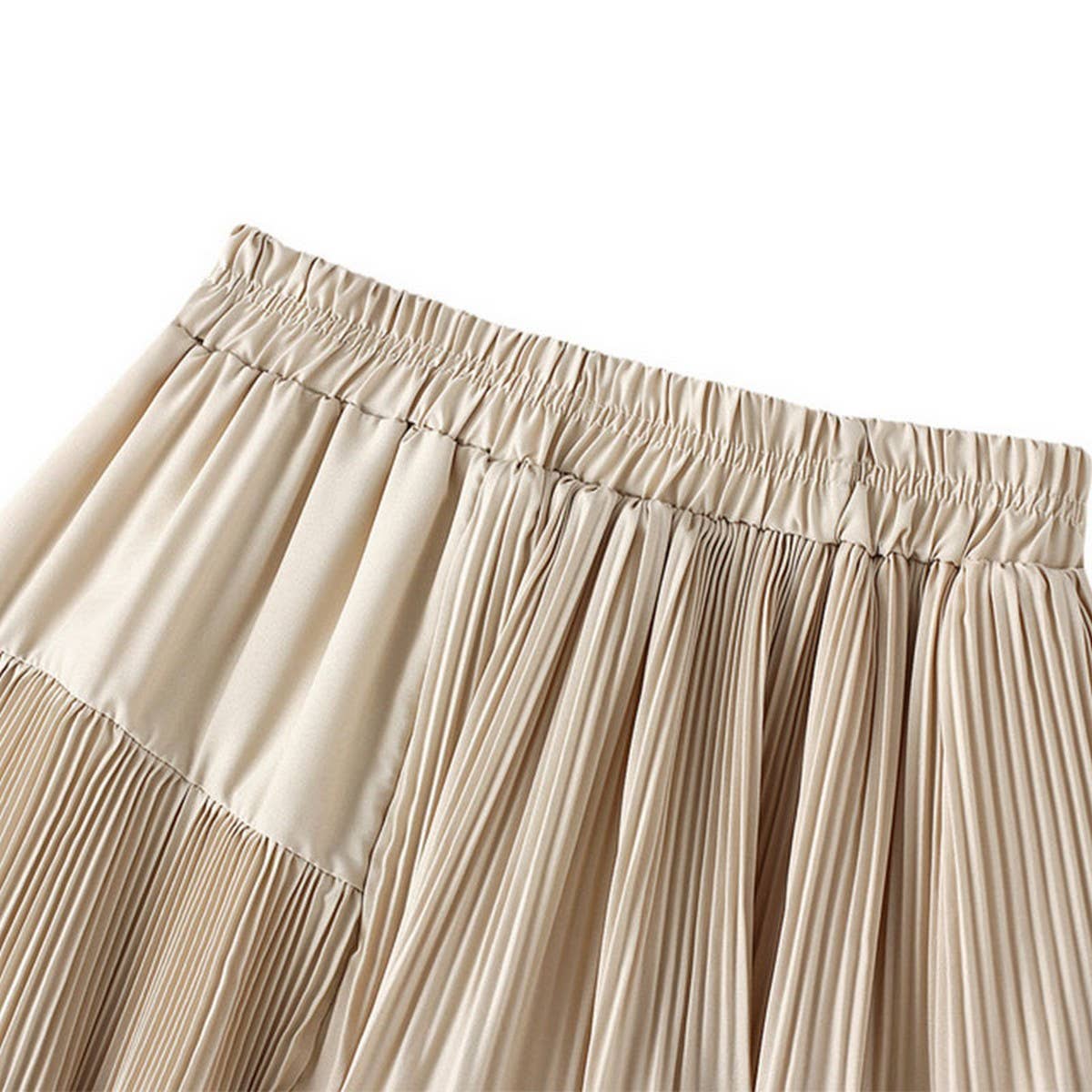 ASYMMETRICAL RUFFLED PLEATED TIERED MIDI SKIRT_CWBMS0392