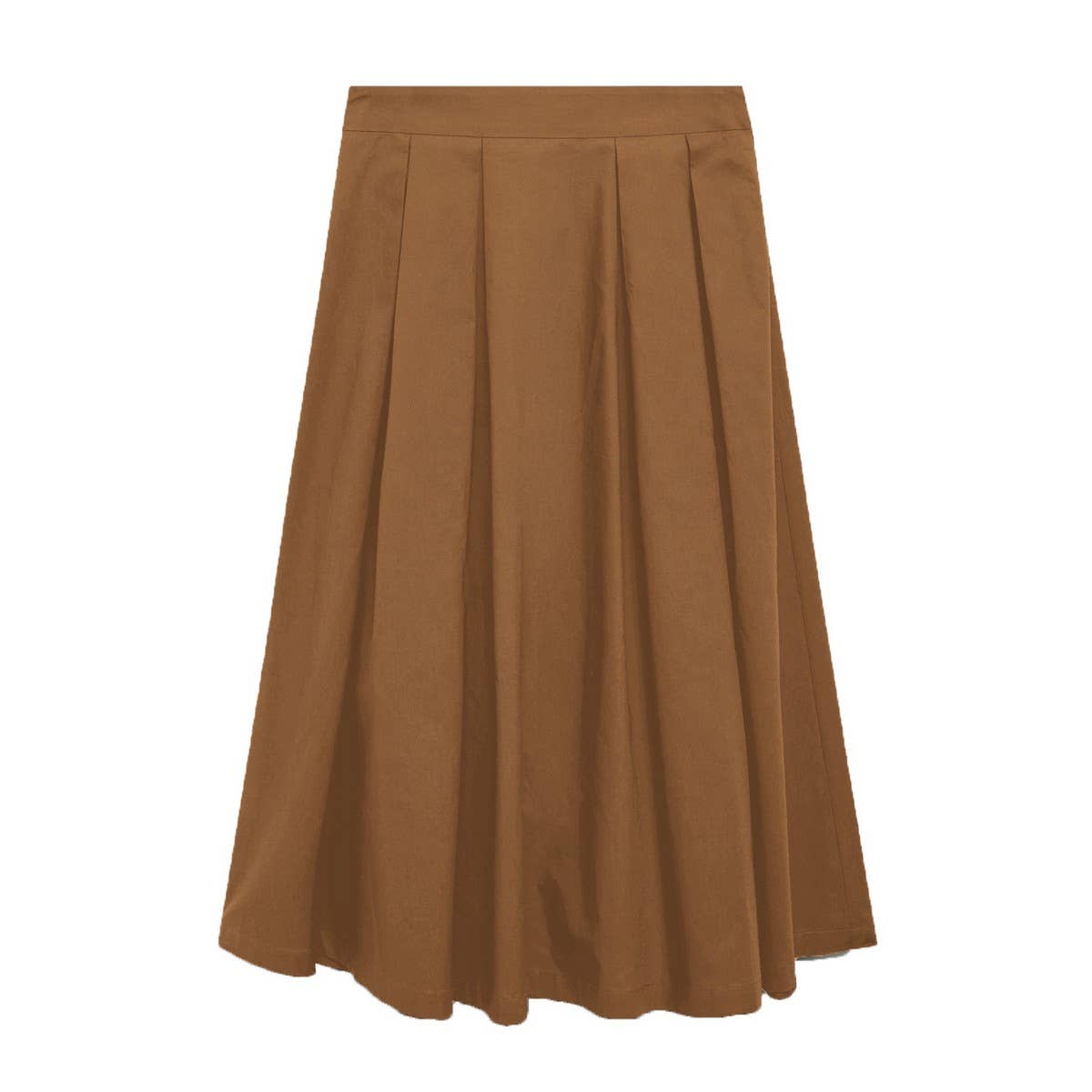 PLEATED SKIRT HIGH WAIST ZIPPER LONGSKIRTMIDISKIRT_CWBSS0419