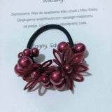 CUTE DAISY PEARL HAIR TIE HANDMADE BRAIDED_CWAHA6880