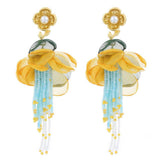 BOHO FLORAL TASSEL EARRINGS GOLD PLATED DESIGN_CWMM6193