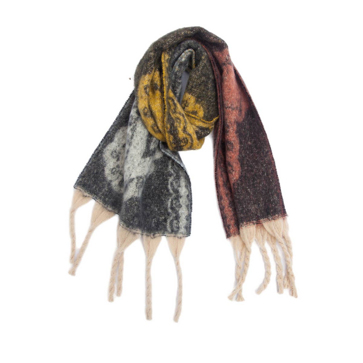 PAISLEY JACQUARD SCARF THICK FRINGE WINTER SHAWL_CWASC0857