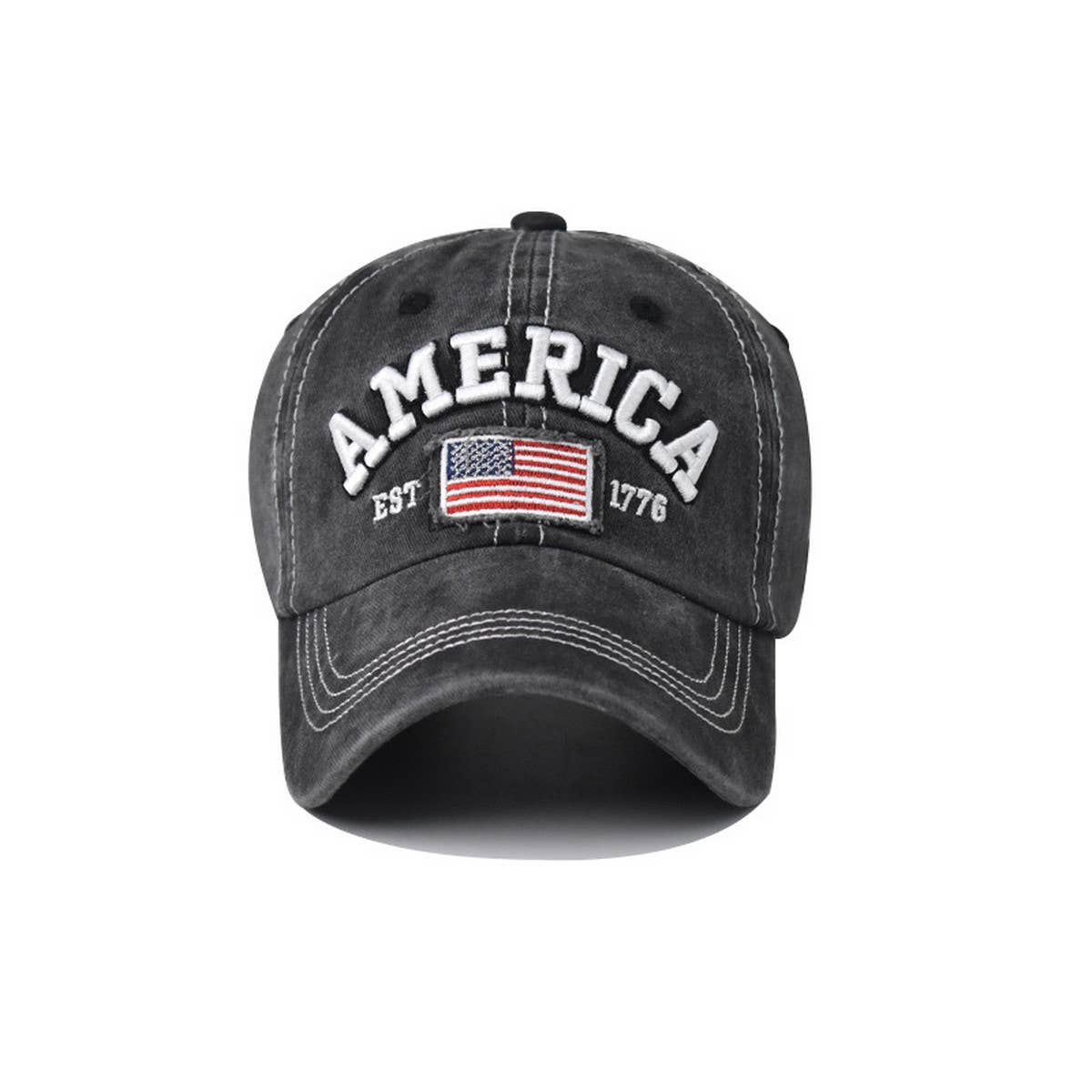 COTTON WASHED FLAG EMBROIDERED BASEBALL CAP CWAH1375