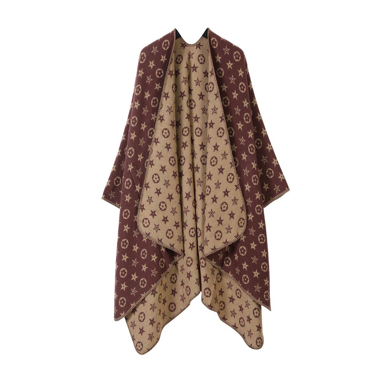 FAUX CASHMERE SHAWL CAPE WITH OUTER CAPE SCARF_CWASC2218