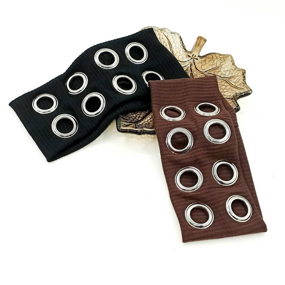 Wide Punk Fabric Headband With Metal Eyelets