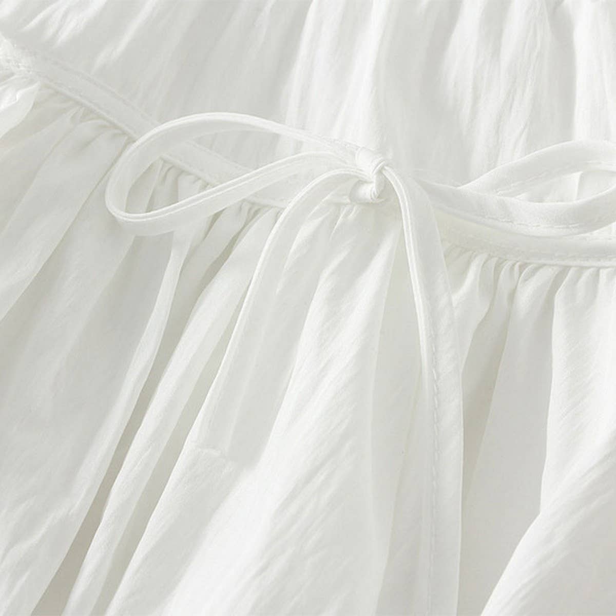 HIGH WAIST A LINE SHORT SKIRT WITH BOW BUDS_CWBMS0317