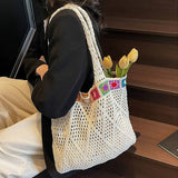 Cwab5057_Large Capacity Woven Shoulder Underarm Bag