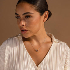 SIMPLE ETERNITY CIRCLE ASYMMETRIC NECKLACE_CWMM5735