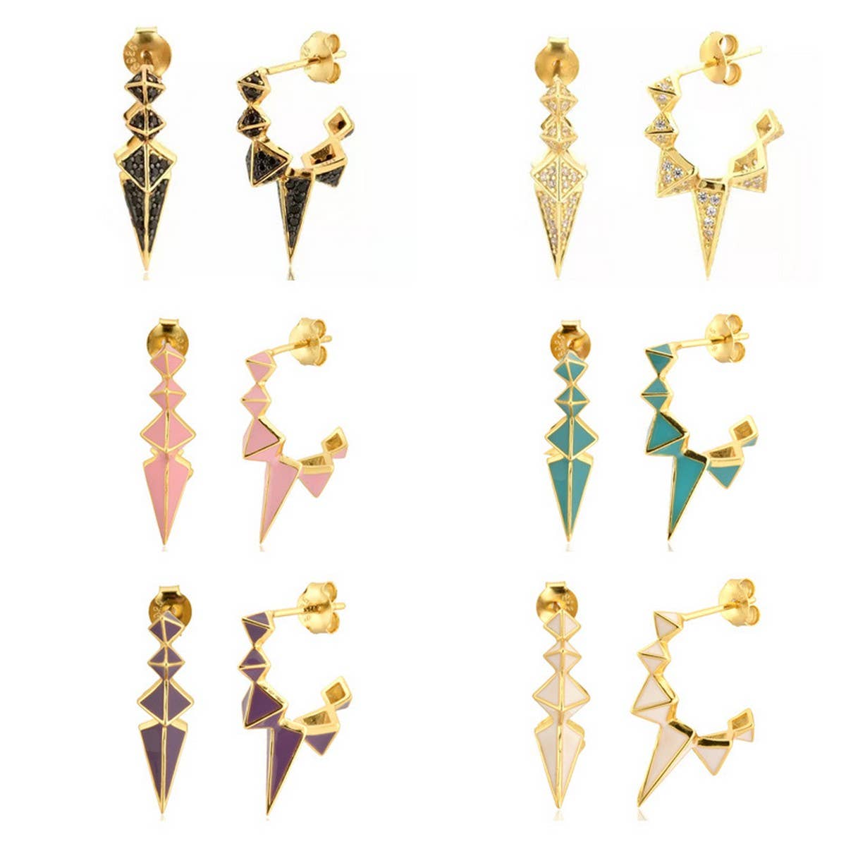 RETRO EXAGGERATED GEOMETRIC IRREGULAR EARRINGS_CWAJE1726