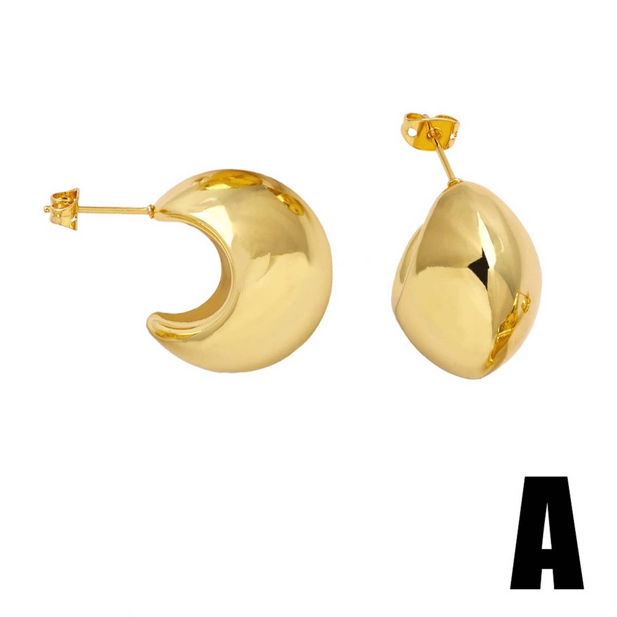 RETRO GOLD PLATED OX HORN EARRINGS_CWAJE1028