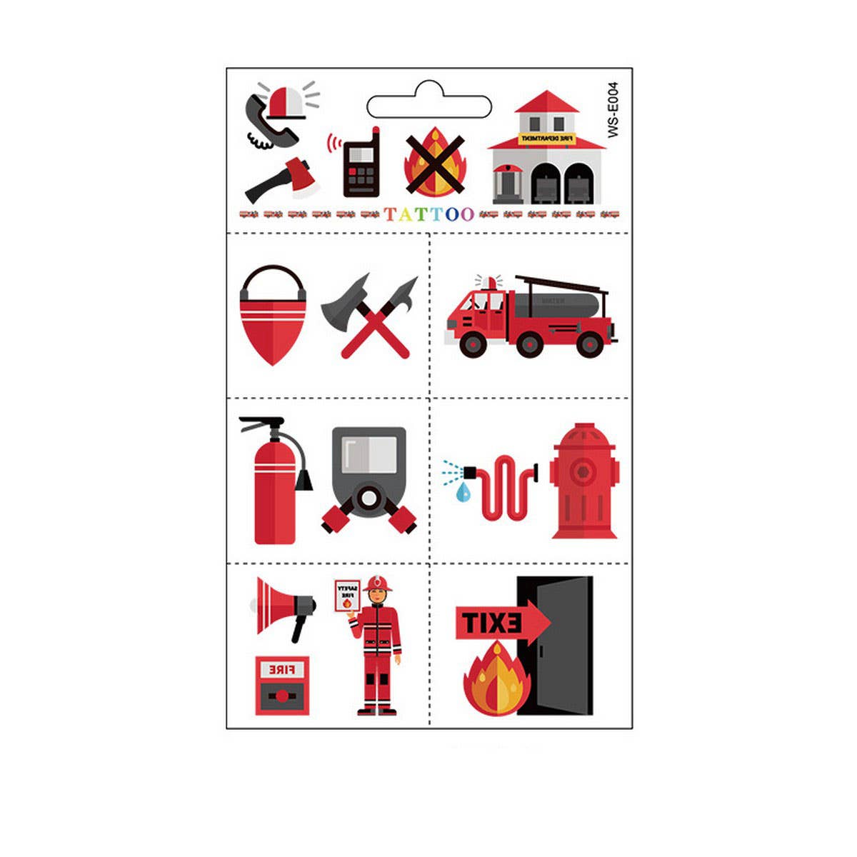 KIDS WATERPROOF FIRE TRUCK TATTOOS FOR SAFETY WEEK_CWMM8259