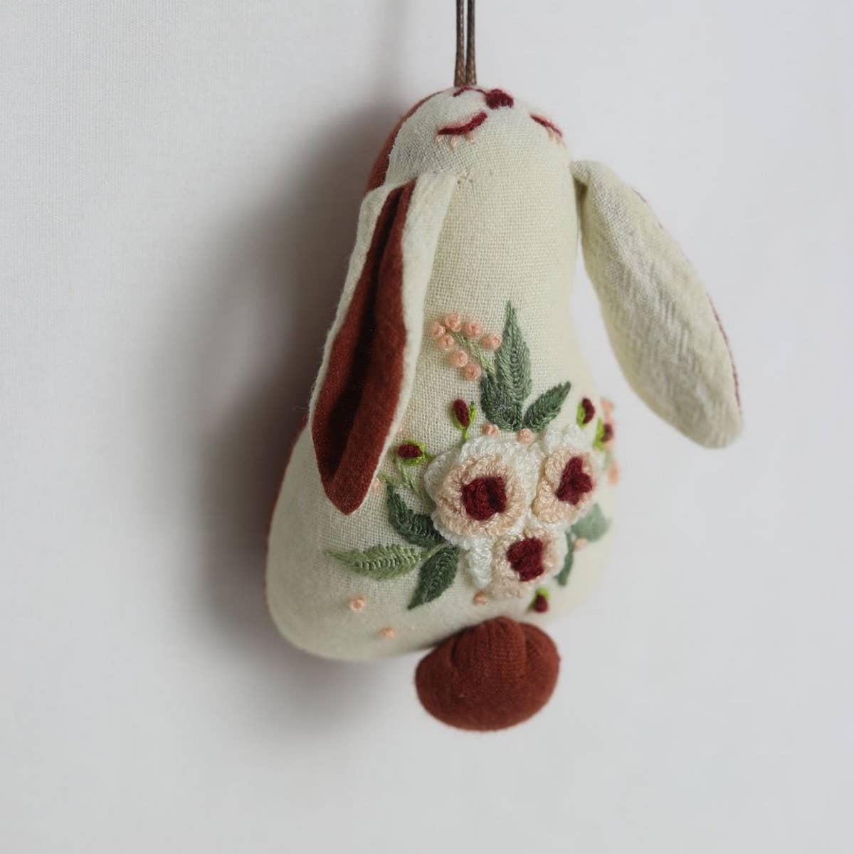 HAND EMBROIDERED ROSE BUNNY PLUSH CHARM_CWMM6003