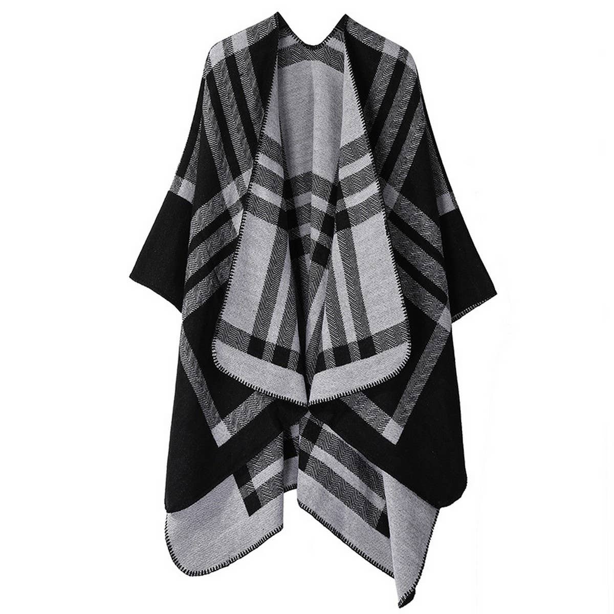 SOLID COLOR STRIPED WARM VERSATILE SHAWL SCARF_CWASC2162