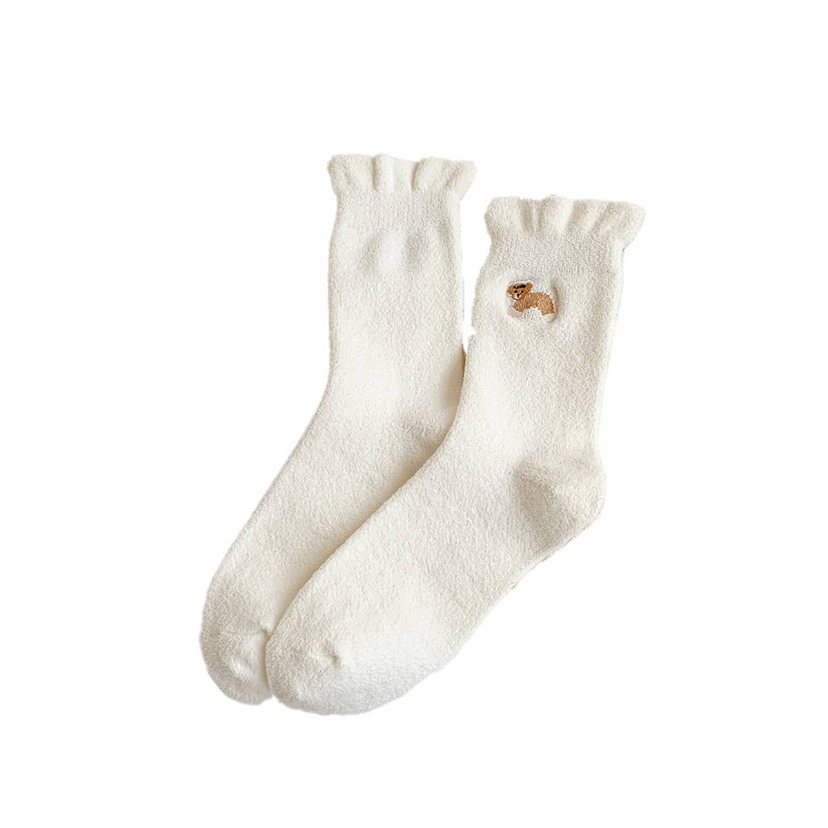 Soft Milk Fleece Embroidered Slouchy Socks_Cwms03219