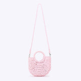 SOLID COLOR SEMI CIRCLE HANDMADE STRAW BAG_CWAB4696