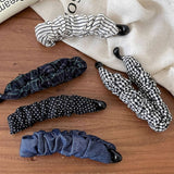 Polka Pleated Banana Clip Retro Hair Claw_Cwaha08083