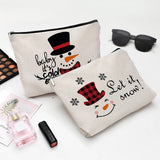 SIMPLE SNOWMAN TOILETRIES PRINTED COSMETIC BAG_CWAB1786