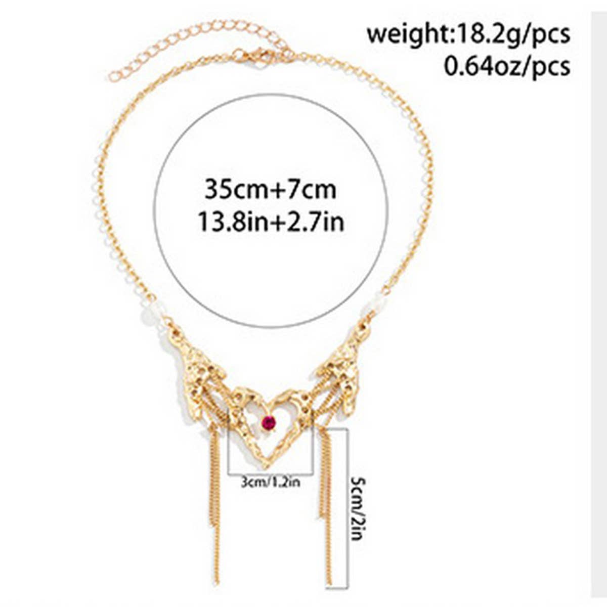 HEART TASSEL PERSONALIZED RHINESTONE NECKLACE_CWAJE1927